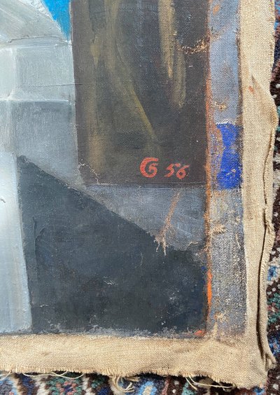 Tableau Huile sur Toile Cubisme par Guy Feinstein (né en 1929) "L'atelier de l'artiste" 1956