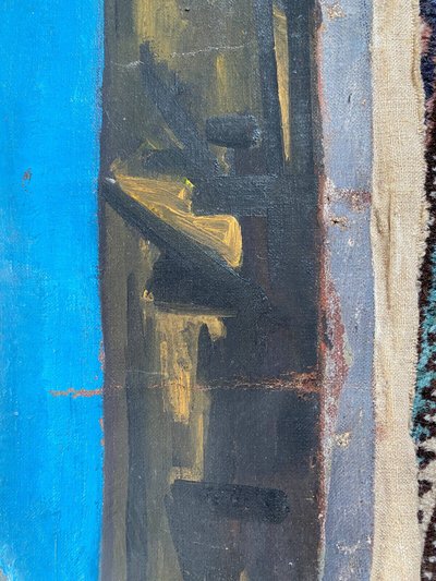 Tableau Huile sur Toile Cubisme par Guy Feinstein (né en 1929) "L'atelier de l'artiste" 1956