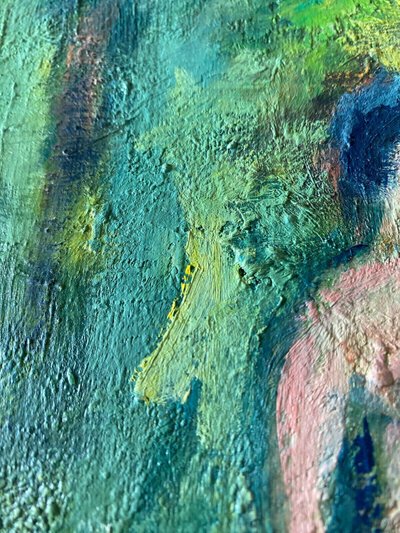 Tableau grande HST "Baigneuses" Marcelle GUETTA-FATTAL (1922-2009) Fauvisme
