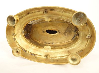 Restoration clock gilded bronze porcelain Sèvres Love swan dolphin 19th century