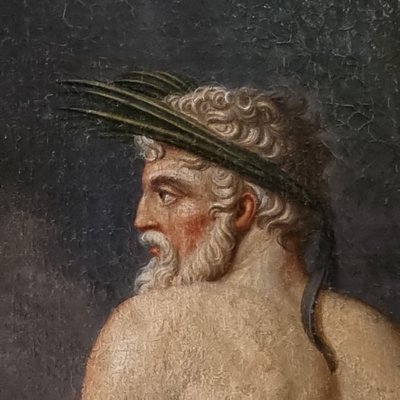 Oceanos and Thetys, large oil on canvas, late 18th century.