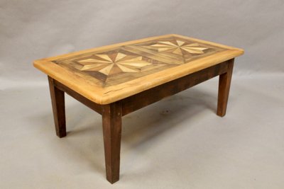 Table Basse à Dessus Parquet Ancien 110 cm