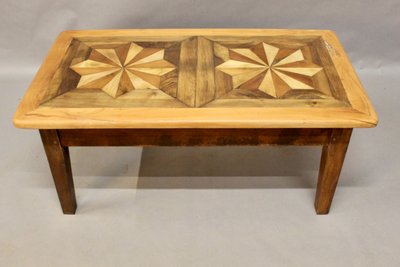 Table Basse à Dessus Parquet Ancien 110 cm