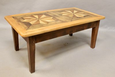 Table Basse à Dessus Parquet Ancien 110 cm