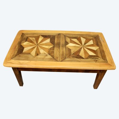 Table Basse à Dessus Parquet Ancien 110 cm