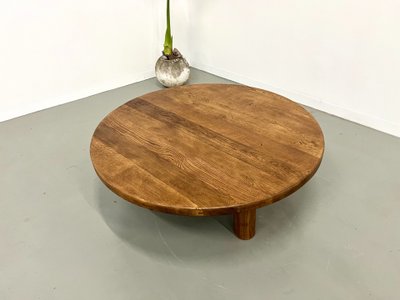 Table basse moderniste circulaire en chêne