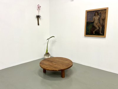 Table basse moderniste circulaire en chêne