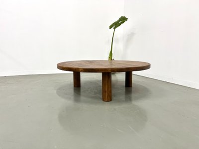 Table basse moderniste circulaire en chêne