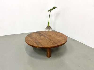 Table basse moderniste circulaire en chêne