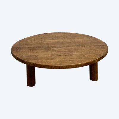 Table basse moderniste circulaire en chêne