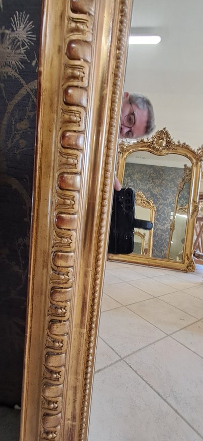 Miroir XIX à fronton 163 x 84/91