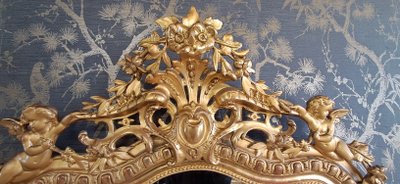 Miroir XIX à fronton 163 x 84/91
