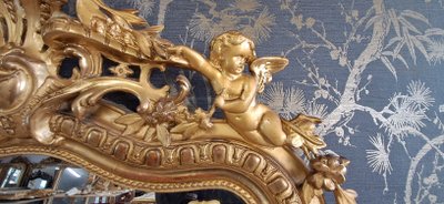 Miroir XIX à fronton 163 x 84/91