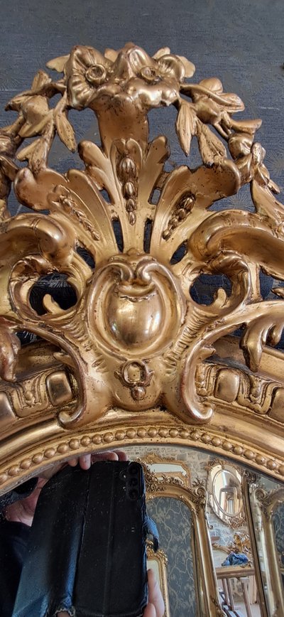 Miroir XIX à fronton 163 x 84/91