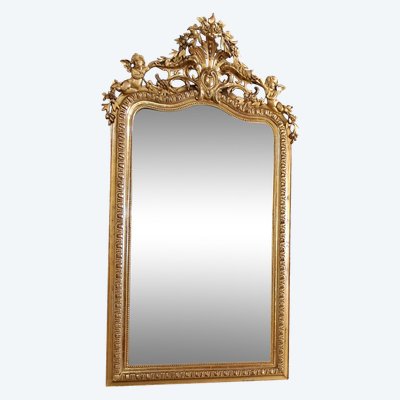 Miroir XIX à fronton 163 x 84/91