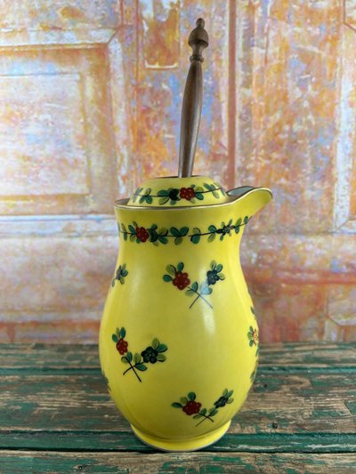 RARE CHOCOLATIÈRE MAISON DELVAUX – PORCELAINE DE PARIS, FIN XIXe - DÉBUT XXe SIÈCLE