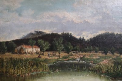 Italienischer Künstler, Landschaft, Ölgemälde auf Leinwand, Mitte 19. Jh.