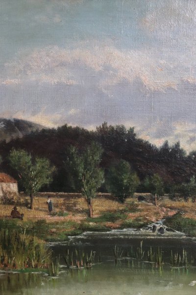Italienischer Künstler, Landschaft, Ölgemälde auf Leinwand, Mitte 19. Jh.