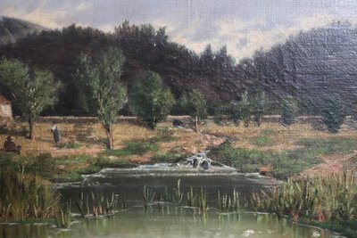Italienischer Künstler, Landschaft, Ölgemälde auf Leinwand, Mitte 19. Jh.
