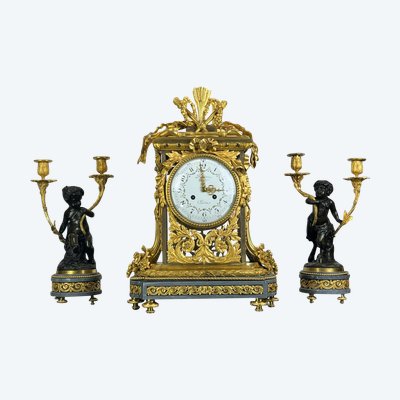 LARGE MANTEL SET BY MAISON DENIERE 1820 / 1901 IN THE LOUIS XVI STYLE