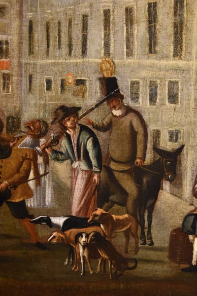 Carnevale a Roma in Piazza Colonna, Michelangelo Cerquozzi (Roma 1602 – 1660) bottega