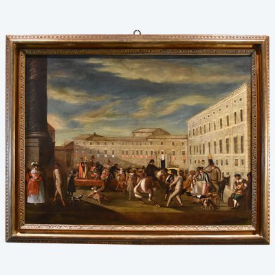 Carnevale a Roma in Piazza Colonna, Michelangelo Cerquozzi (Roma 1602 – 1660) bottega