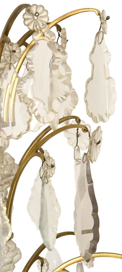 Grande lampadario a 9 luci in stile Luigi XV in ormolu e a sospensione