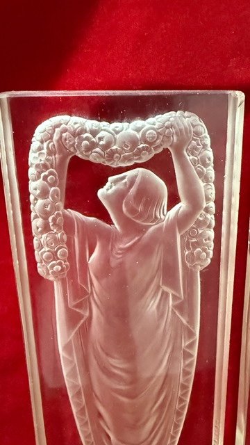 Paar Glasplatte Vincent Hettier Art Deco 1930