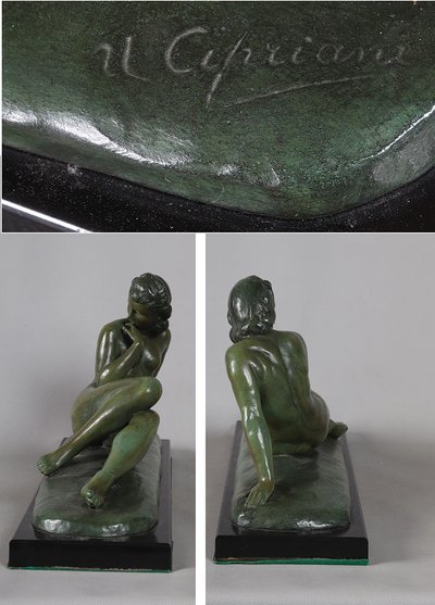 Bronze début XX ème, Ugo CIPRIANI 1887/1960, nue féminin
