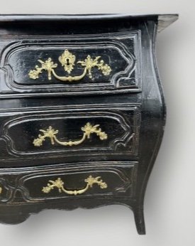 Commode Tombeau Rustique  Louis XV Laquée Noire D’époque XVIIIème 