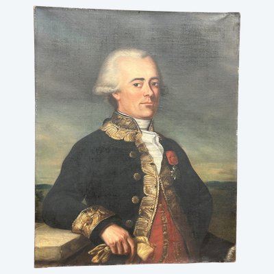Porträt Von General Du Teil De Beaumont (1722-1794) Öl auf Leinwand Ende 18. oder Anfang 19.