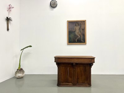 Petit comptoir de commerce ancien en chêne