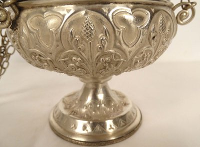 Encensoir Néogothique Argent Massif Minerve Chaînes Métal église XIXème