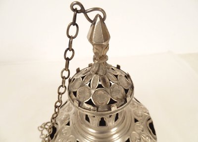 Encensoir Néogothique Argent Massif Minerve Chaînes Métal église XIXème