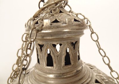 Encensoir Néogothique Argent Massif Minerve Chaînes Métal église XIXème