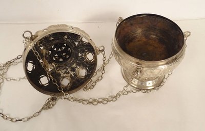 Encensoir Néogothique Argent Massif Minerve Chaînes Métal église XIXème