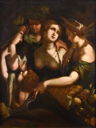 Vénus, Bacchus Et Cérès, Giovanni Battista Paggi (Gênes 1554 - 1627)