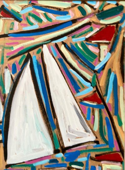 Philippe Visson (1942-2008), Gemälde Marine "passage De Voiliers".