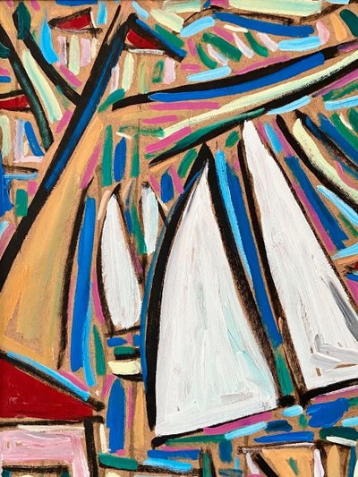Philippe Visson (1942-2008), Gemälde Marine "passage De Voiliers".