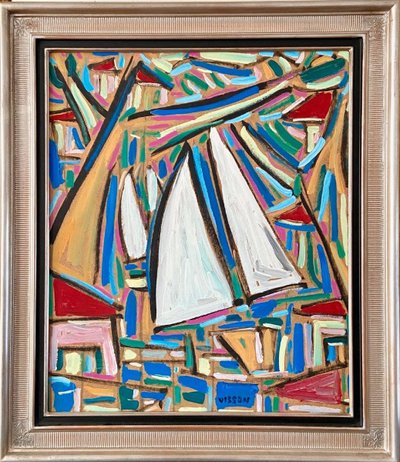 Philippe Visson (1942-2008), Gemälde Marine "passage De Voiliers".