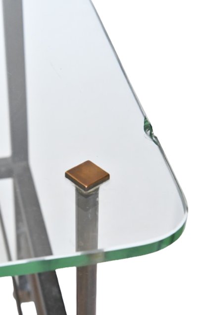 Table basse en métal et plateau verre dans le goût de Pierre Guariche