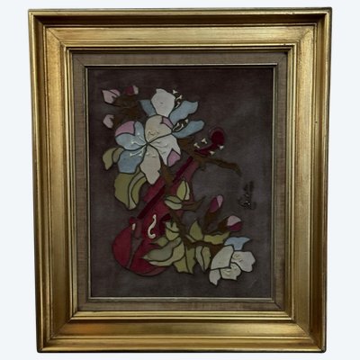 Olio su tavola Jane Larroque Premier Bal natura morta