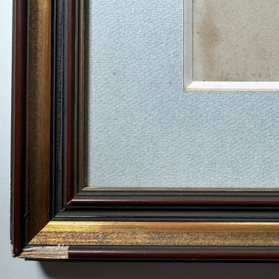 Incisione a colori di marinai e di un'elegante donna del XIX secolo