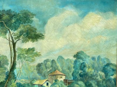 Huile sur toile Herduwb Rendurg Rendurb romantique XIXe