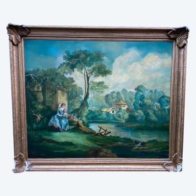 Huile sur toile Herduwb Rendurg Rendurb romantique XIXe