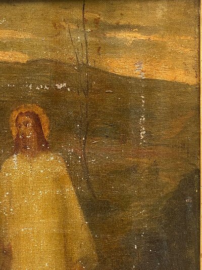Öl auf Leinwand Christusdarstellung Surrealismus Anfang 20. Palmetten