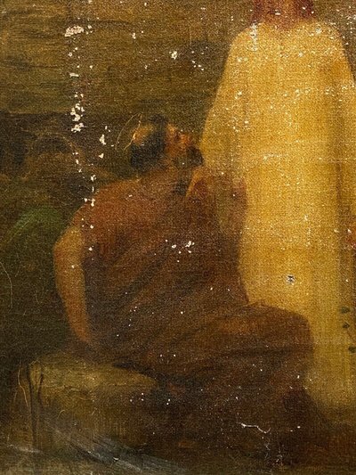 Öl auf Leinwand Christusdarstellung Surrealismus Anfang 20. Palmetten