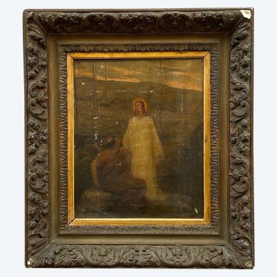 Öl auf Leinwand Christusdarstellung Surrealismus Anfang 20. Palmetten