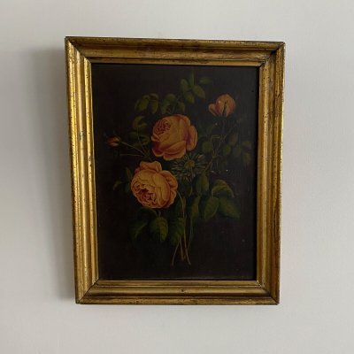 Coppia di nature morte in olio su tavola, fine XIX secolo, mazzi di fiori