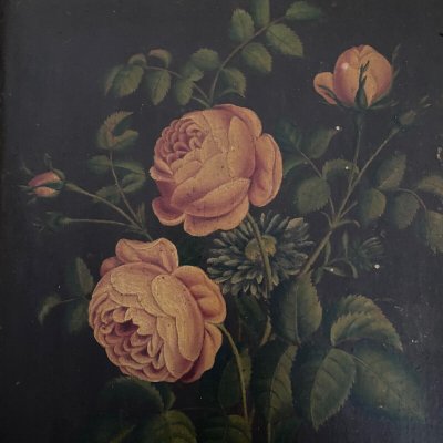 Coppia di nature morte in olio su tavola, fine XIX secolo, mazzi di fiori